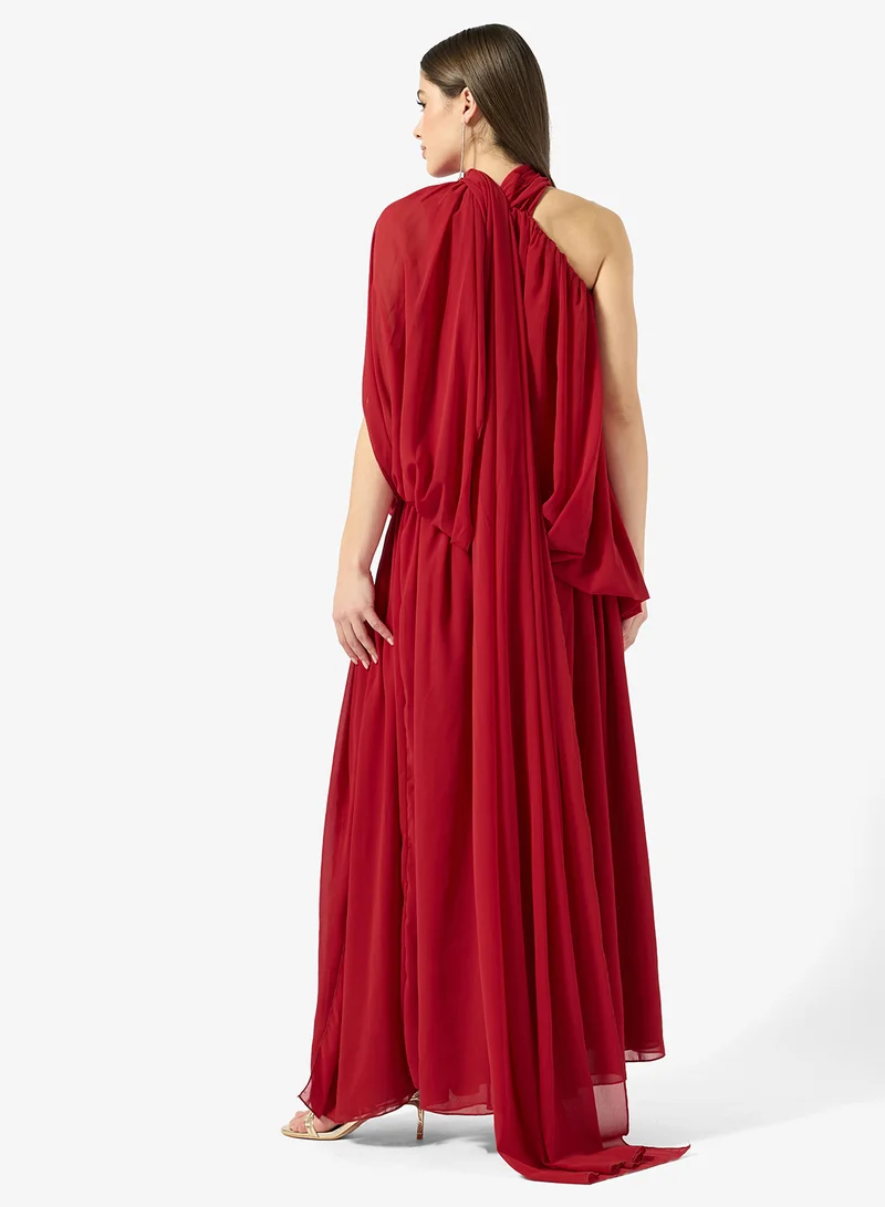 Ginger Boutique One Shoulder Gather Detail Draped Dress